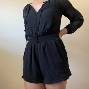 Sheer Long Sleeve Romper - Abercrombie and Fitch